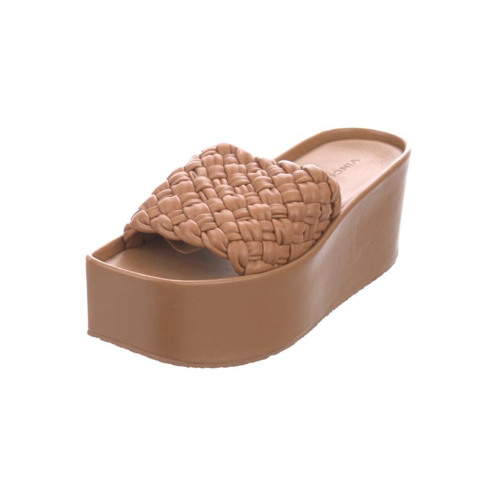 Vince Mari Tan Le Leather Platform Summer Sandal Slides US 9.5